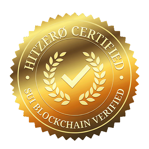 HitZERØ Certified seal, Sui blockchain verified, the proof of commercial rights issued with every track